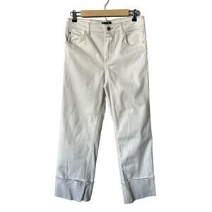 Massimo Dutti Off White Straight Leg Cuffed Ankle Jeans Size 6